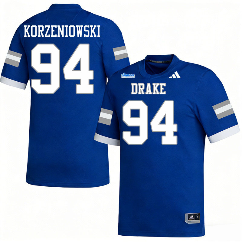 Drake Bulldogs #94 Nolan Korzeniowski College Football Jerseys,Uniforms-Blue